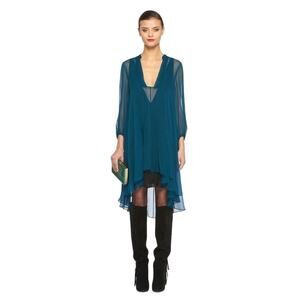 Diane Von Furstenberg Silk Kipling Dress Overlay Deep Blue Teal